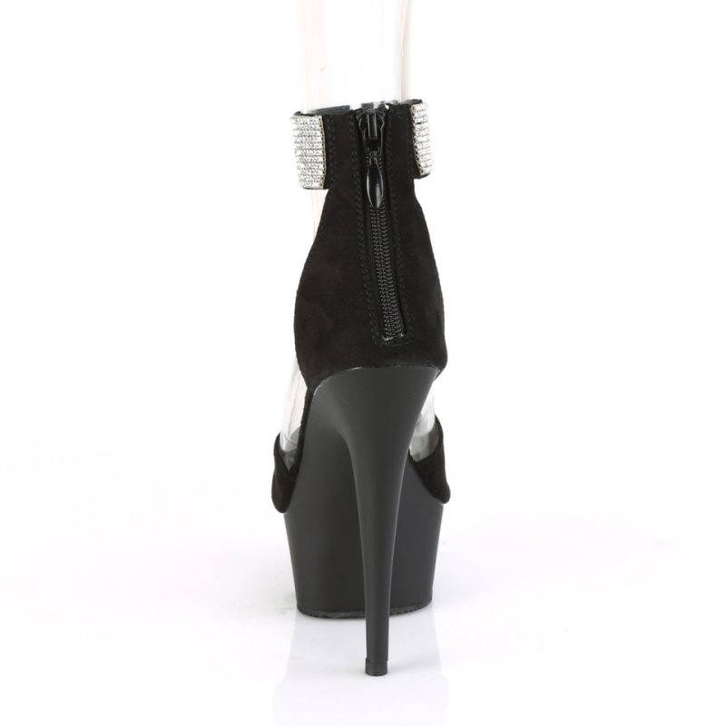 Pleaser Delight-625 Suede Hakken Dames Zwart | BELGIE BECXFTGD