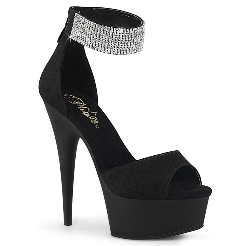 Pleaser Delight-625 Suede Hakken Dames Zwart | BELGIE BECXFTGD