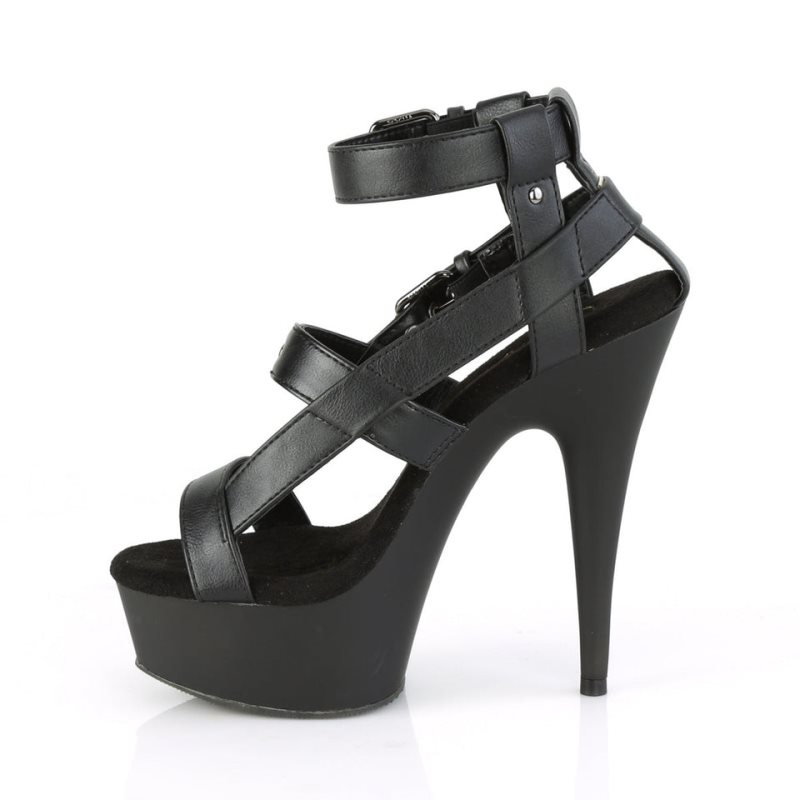 Pleaser Delight-637 Vegan Leather Hakken Dames Zwart | BELGIE BEPDFQBY
