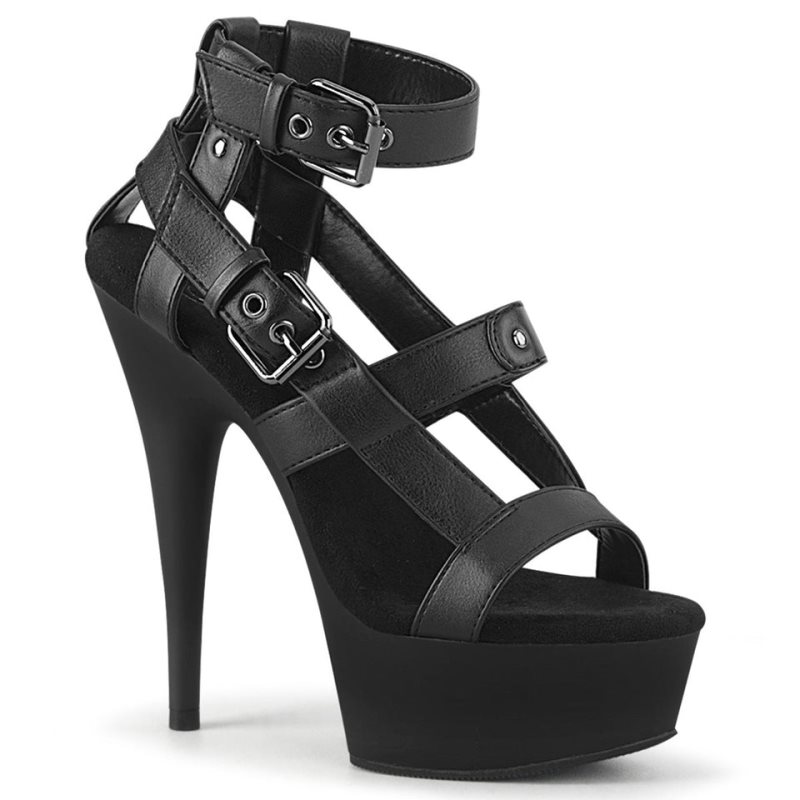 Pleaser Delight-637 Vegan Leather Hakken Dames Zwart | BELGIE BEPDFQBY