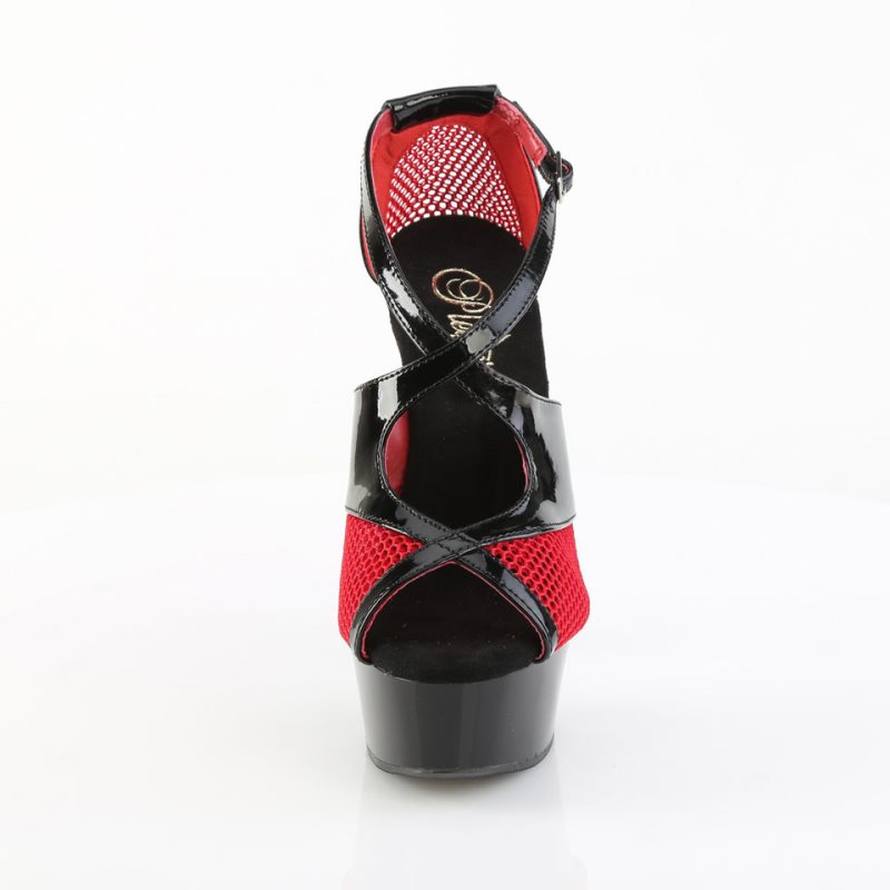 Pleaser Delight-652-1 Hakken Dames Zwart Rood | BELGIE BEYSGDRW