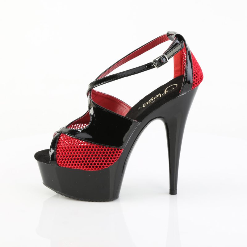 Pleaser Delight-652-1 Hakken Dames Zwart Rood | BELGIE BEYSGDRW