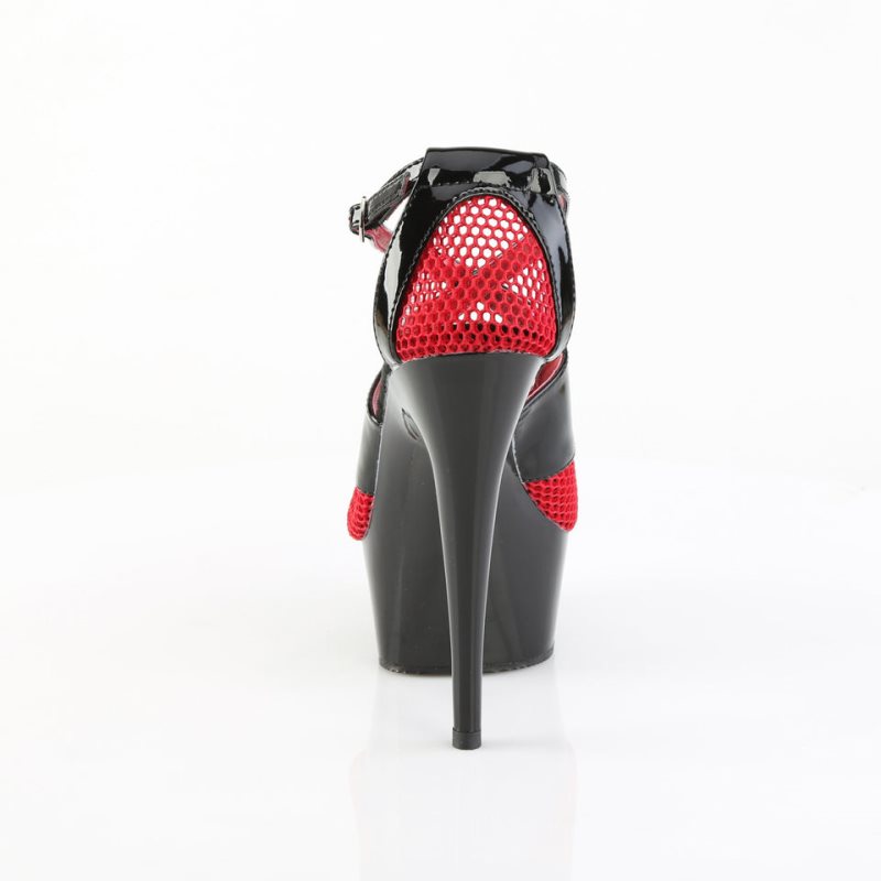 Pleaser Delight-652-1 Hakken Dames Zwart Rood | BELGIE BEYSGDRW