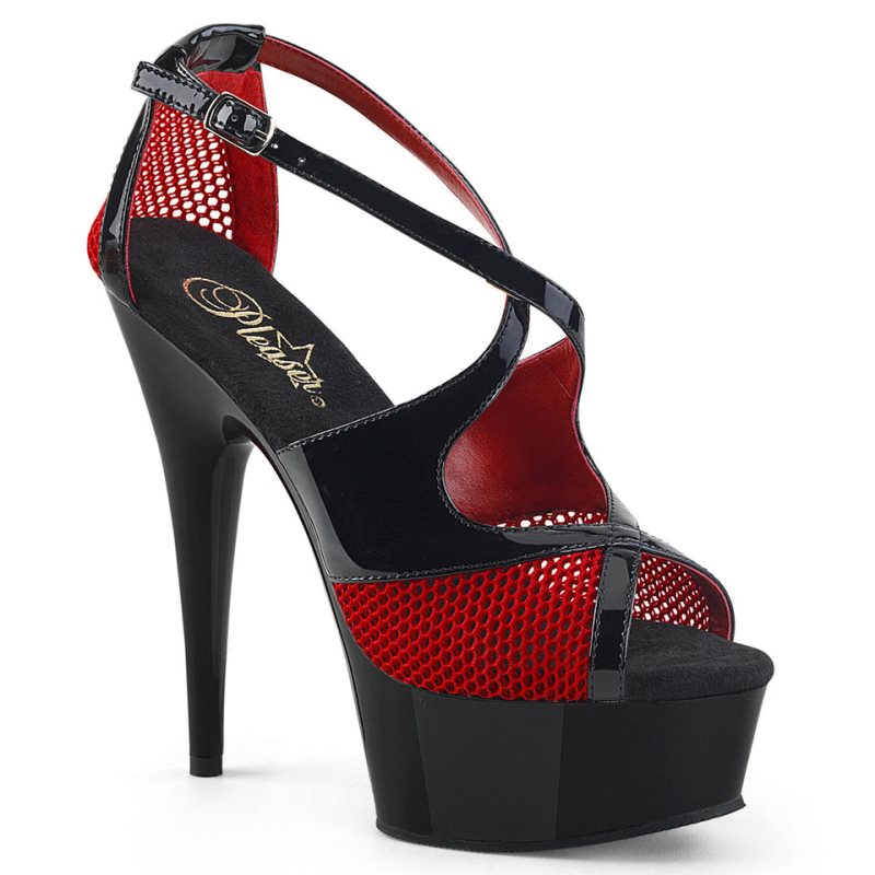 Pleaser Delight-652-1 Hakken Dames Zwart Rood | BELGIE BEYSGDRW
