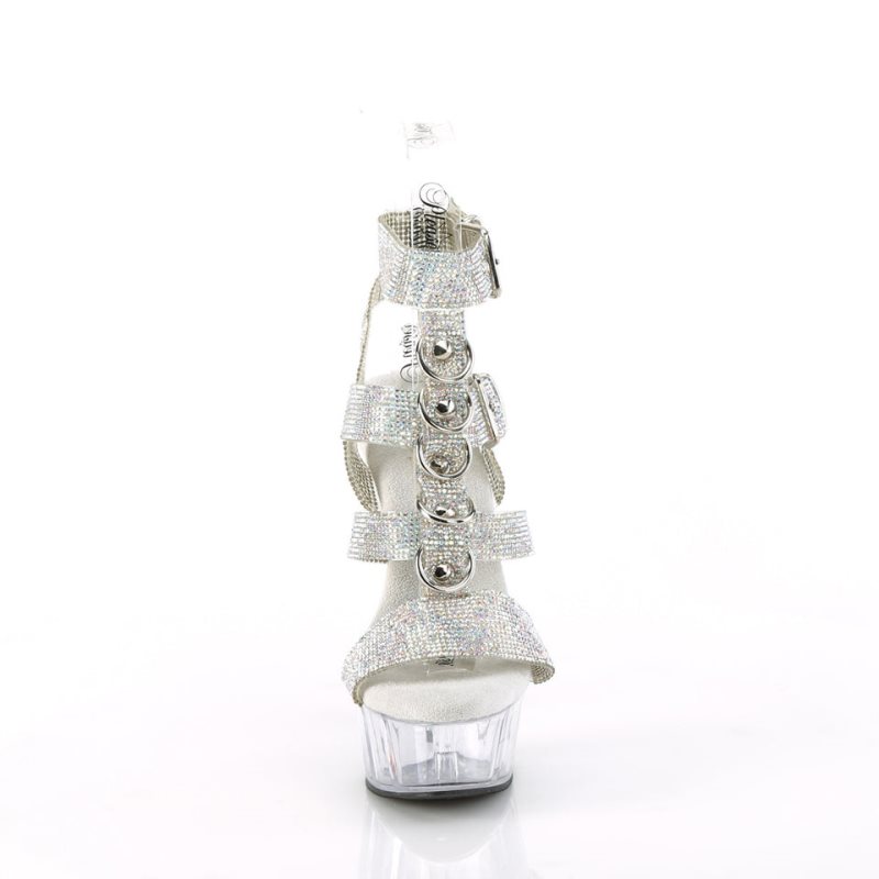 Pleaser Delight-656RS Rhinestones Hakken Dames Zilver | BELGIE BEWCDIFV