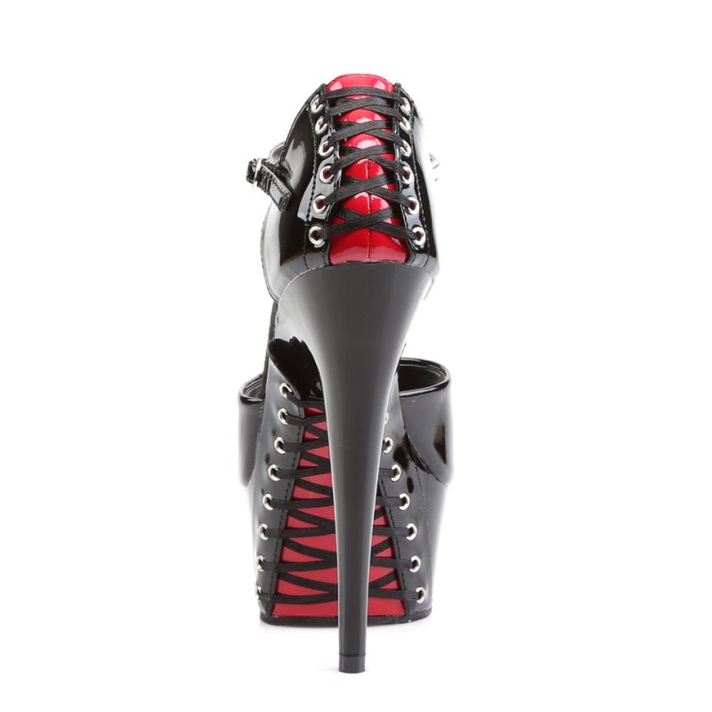 Pleaser Delight-660FH Hakken Dames Rood Zwart | BELGIE BECKJFSA