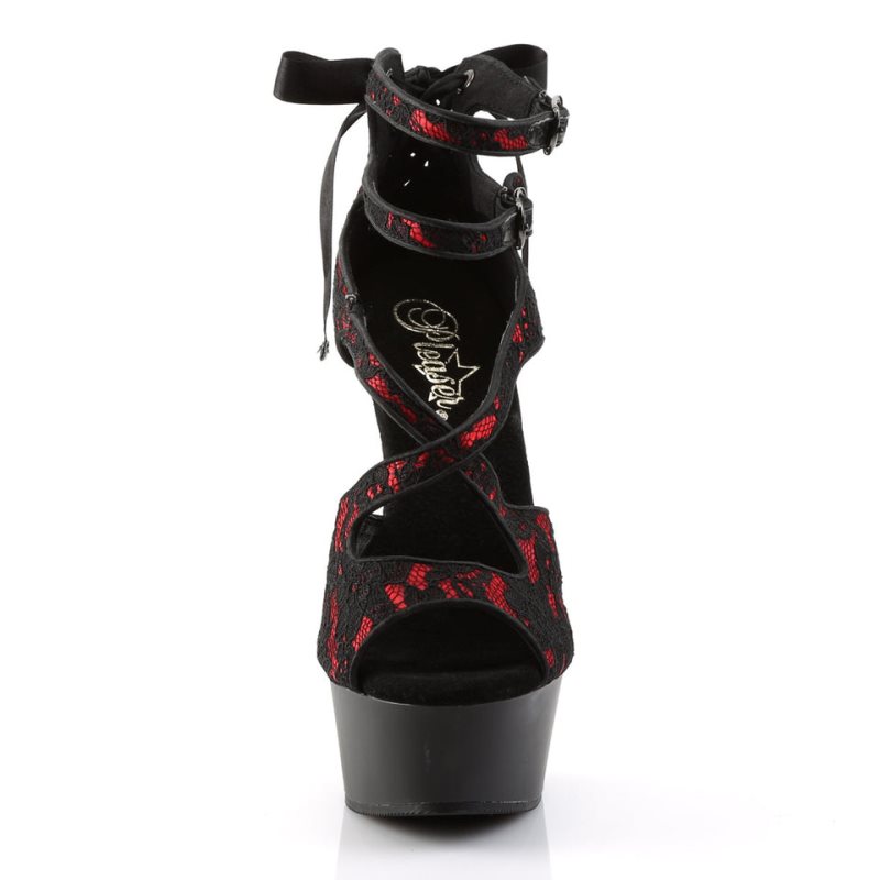 Pleaser Delight-678LC Hakken Dames Rood Zwart | BELGIE BEOQWSCZ