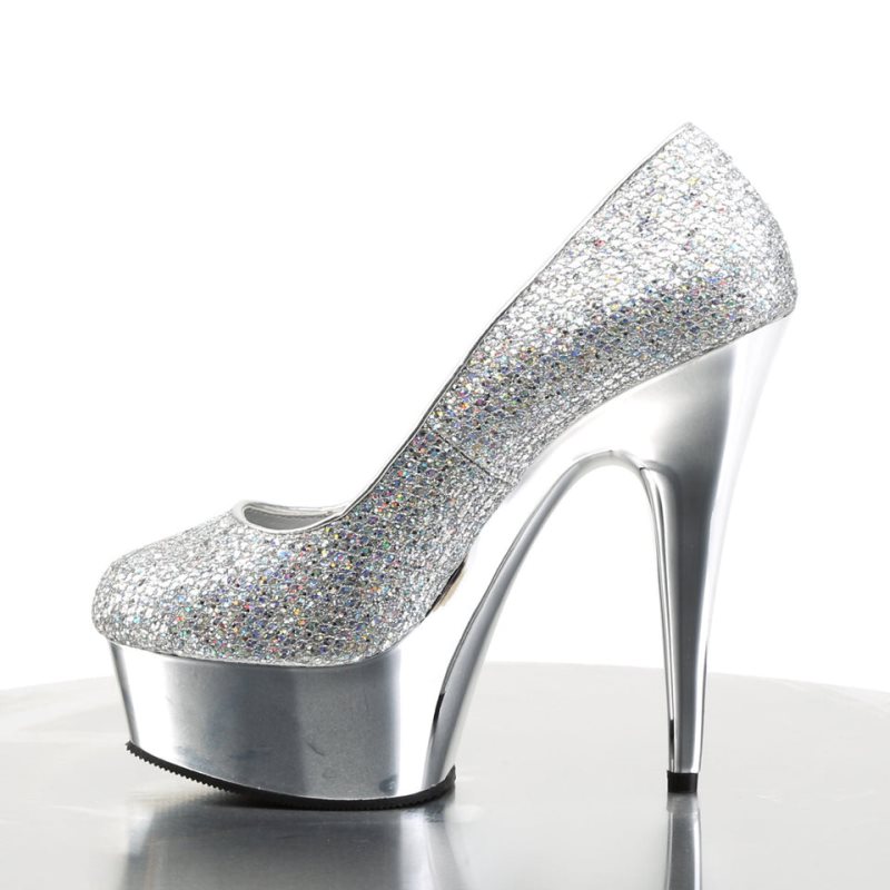 Pleaser Delight-685G Hakken Dames Zilver | BELGIE BEZOSGJA