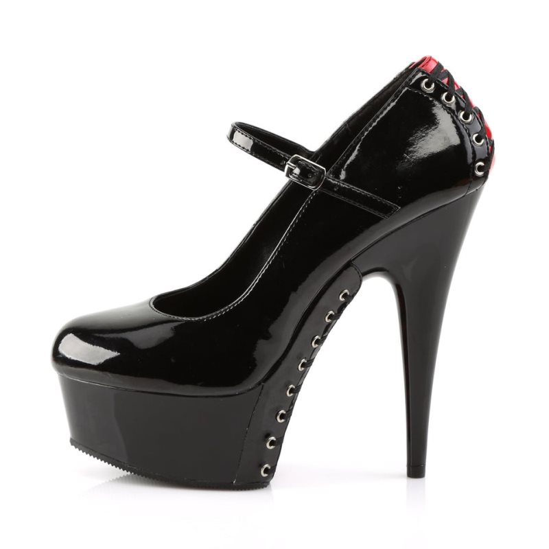 Pleaser Delight-687FH Hakken Dames Rood Zwart | BELGIE BEBVTHUF