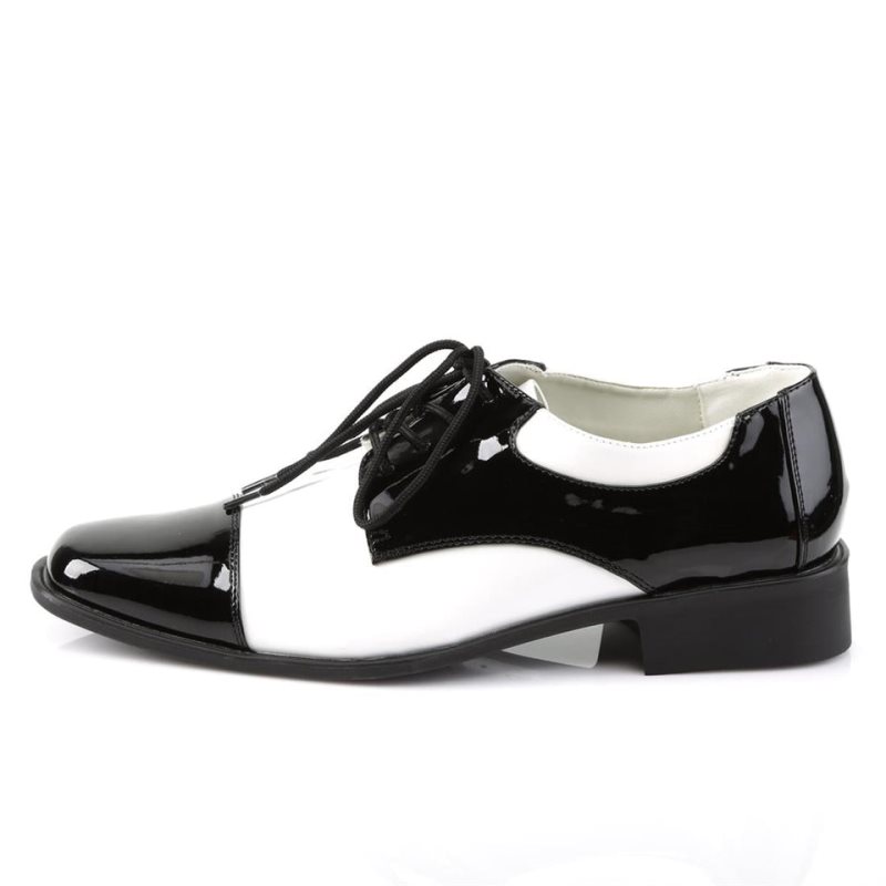 Pleaser Disco-18 Derby Schoenen Heren Zwart Wit | BELGIE BEFXUZVI