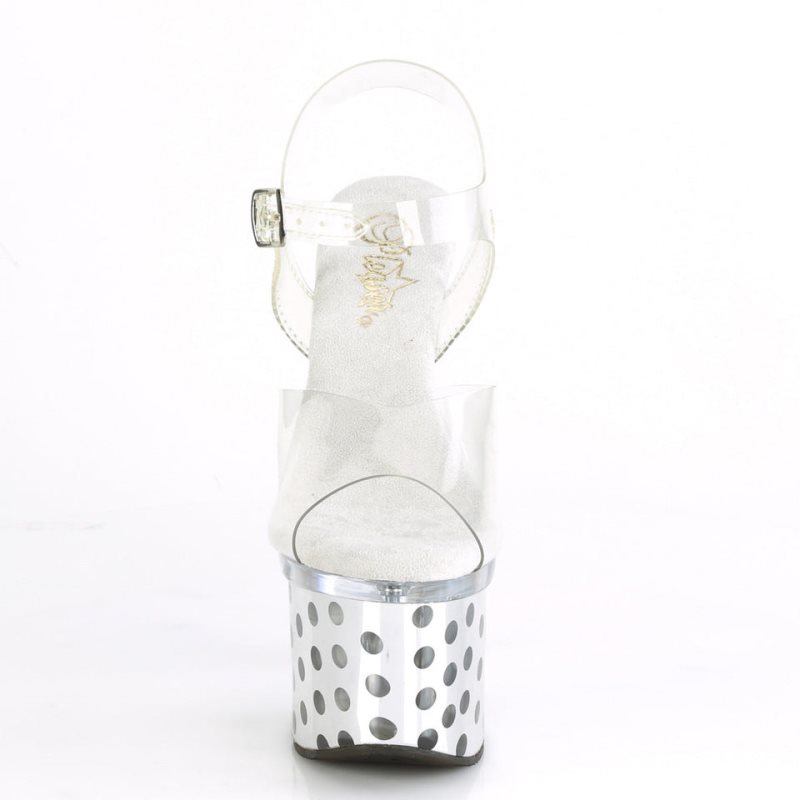 Pleaser Discolite-708DOTS Hakken Dames Zilver | BELGIE BETFBZNI