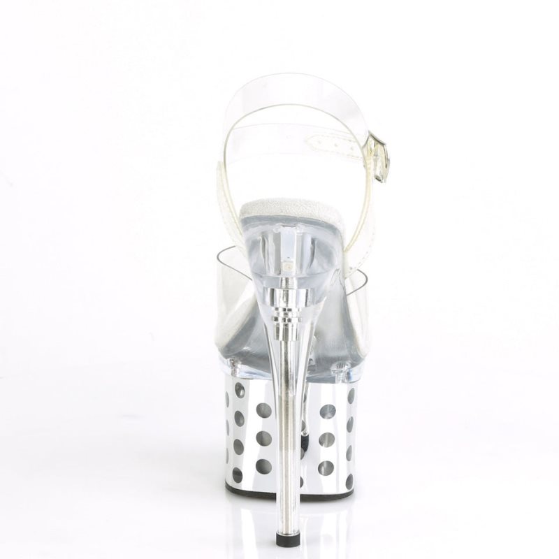 Pleaser Discolite-708DOTS Hakken Dames Zilver | BELGIE BETFBZNI