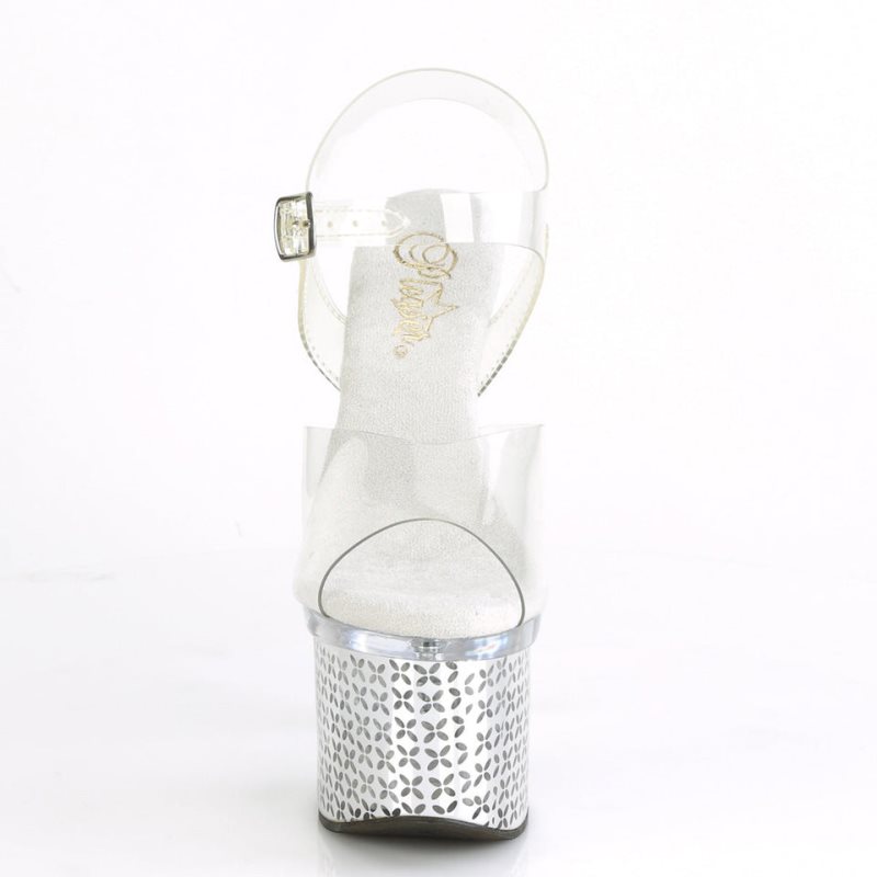 Pleaser Discolite-708FLP Hakken Dames Zilver | BELGIE BEVPEDQS
