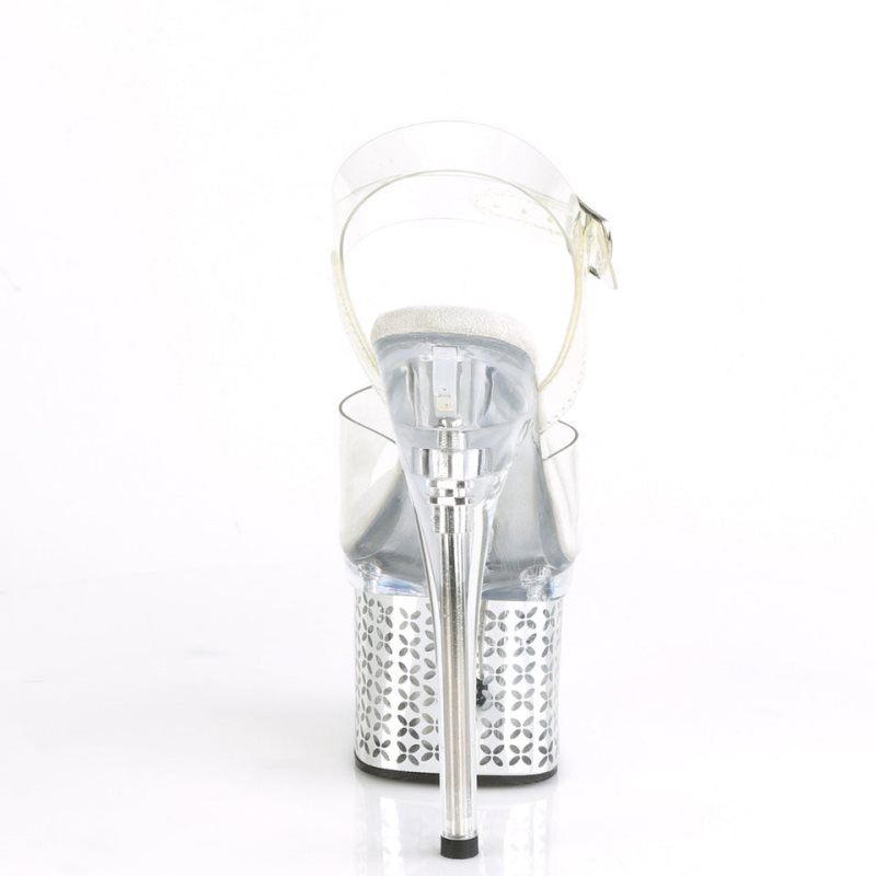 Pleaser Discolite-708FLP Hakken Dames Zilver | BELGIE BEVPEDQS