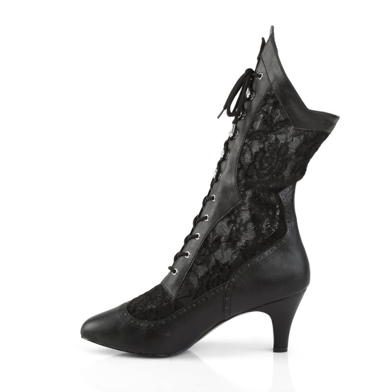 Pleaser Divine-1050 Vegan Leather Laarzen Dames Zwart | BELGIE BERXUNMP