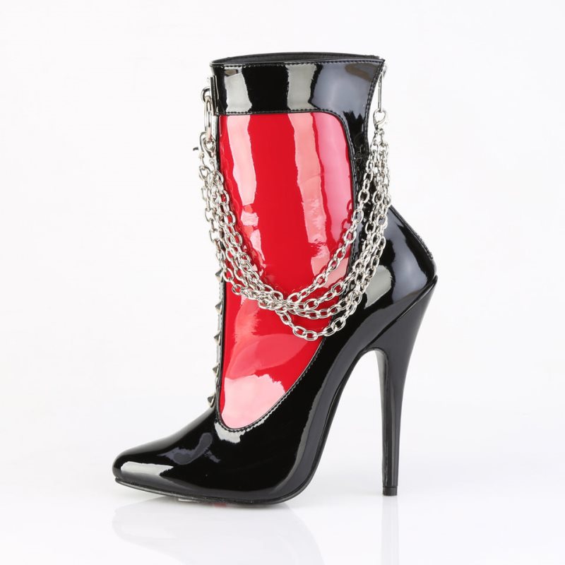 Pleaser Domina-1033 Laarzen Dames Zwart Rood | BELGIE BEWKLEZY