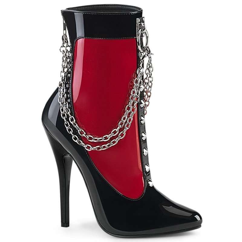 Pleaser Domina-1033 Laarzen Dames Zwart Rood | BELGIE BEWKLEZY