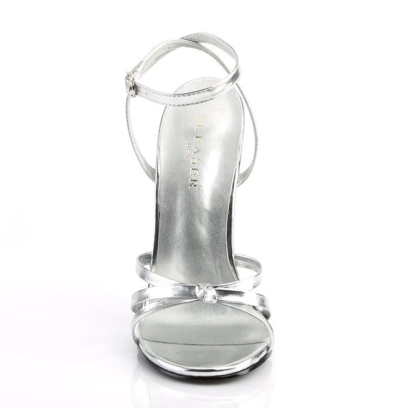 Pleaser Domina-108 Vegan Leather Hakken Dames Zilver | BELGIE BEXPMYVD