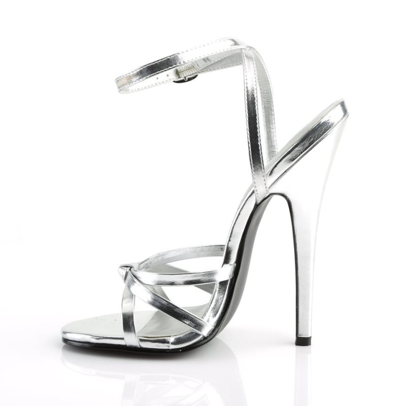 Pleaser Domina-108 Vegan Leather Hakken Dames Zilver | BELGIE BEXPMYVD