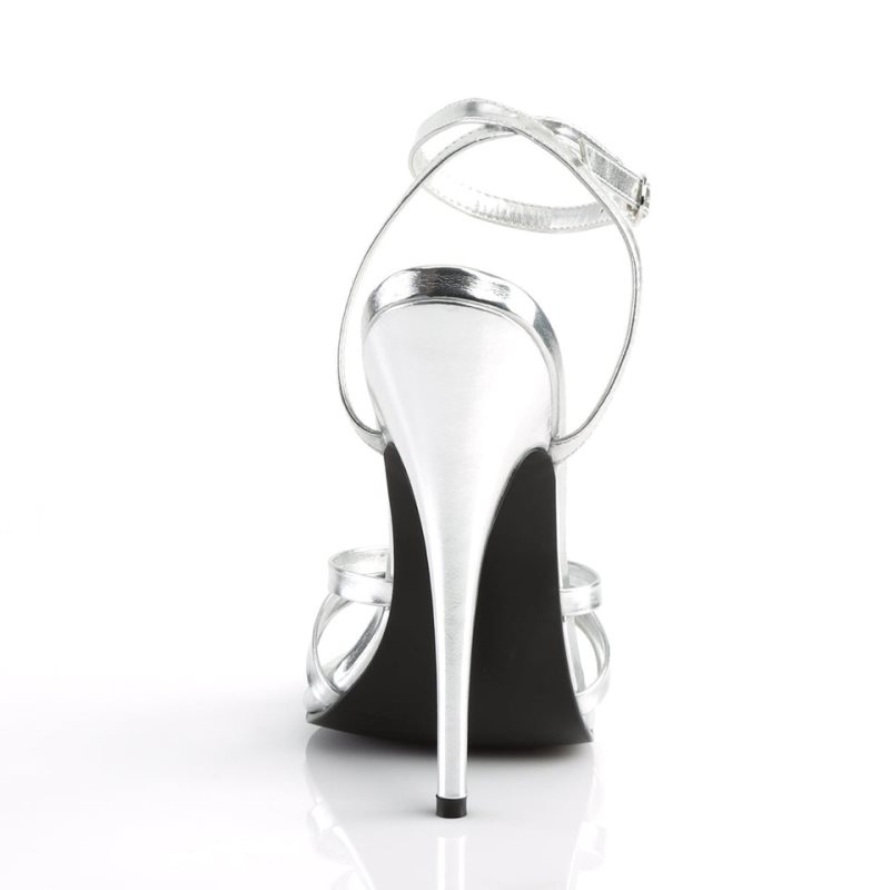Pleaser Domina-108 Vegan Leather Hakken Dames Zilver | BELGIE BEXPMYVD