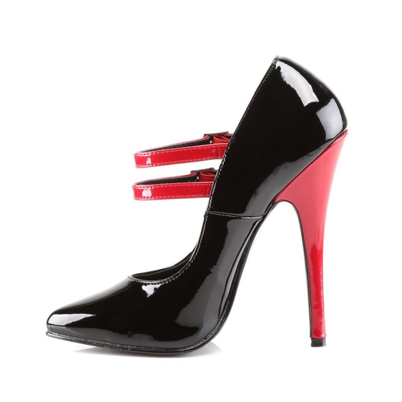 Pleaser Domina-442 Hakken Dames Zwart Rood | BELGIE BELAXDYV