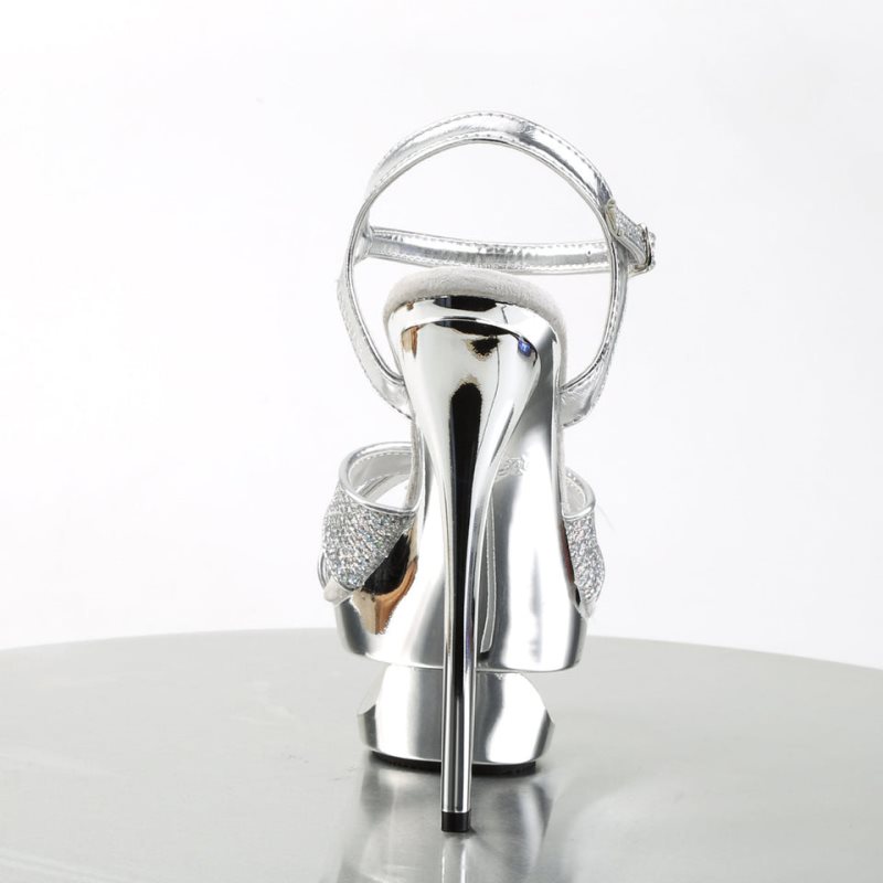Pleaser Eclipse-619G Hakken Dames Zilver | BELGIE BEFNRCVL