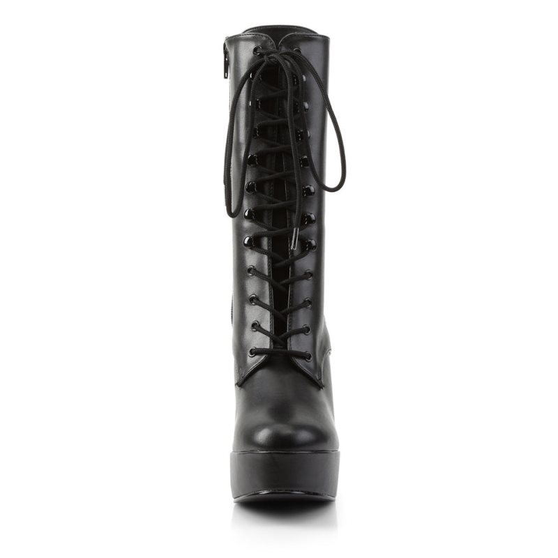 Pleaser Electra-1020 Vegan Leather Laarzen Dames Zwart | BELGIE BEWMREBH