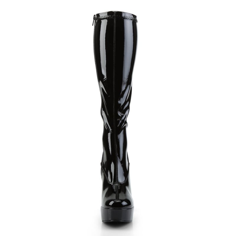 Pleaser Electra-2000Z Knie Laarzen Dames Zwart | BELGIE BEUBGSTM