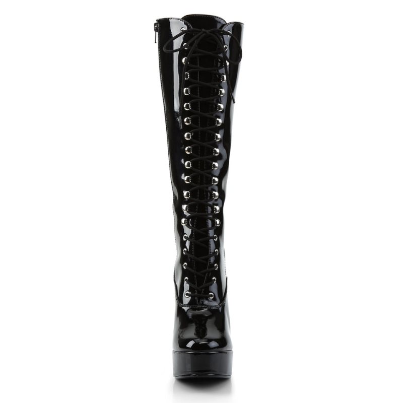 Pleaser Electra-2020 Knie Laarzen Dames Zwart | BELGIE BEMGQOFS