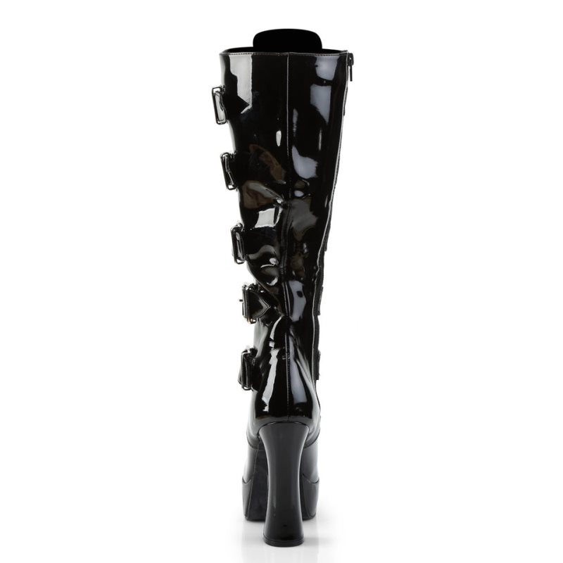 Pleaser Electra-2042 Knie Laarzen Dames Zwart | BELGIE BEMIBDPA