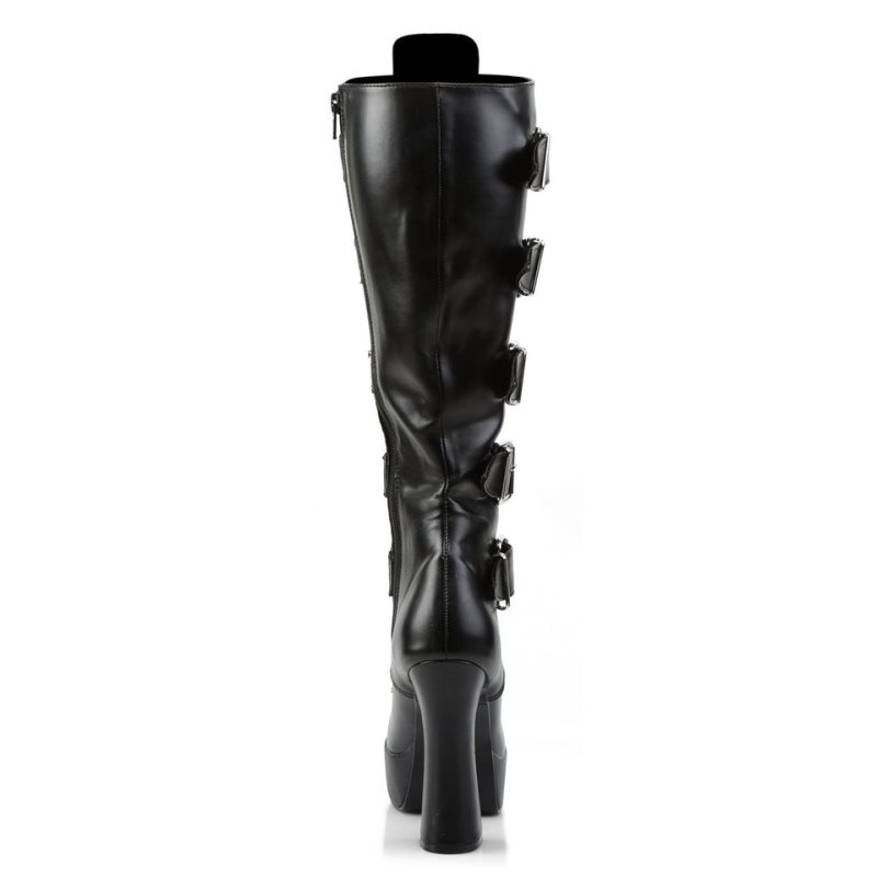 Pleaser Electra-2042 Vegan Leather Knie Laarzen Dames Zwart | BELGIE BERUPCIA