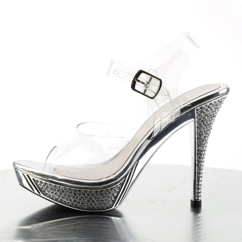 Pleaser Elegant-408 Hakken Dames Zilver | BELGIE BEORLZAS