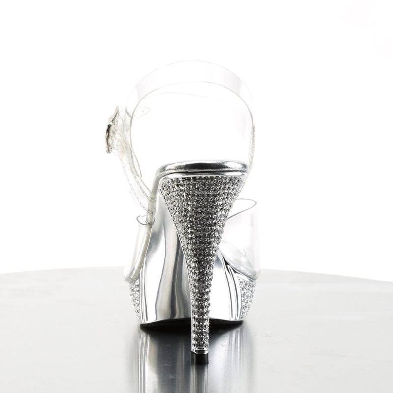 Pleaser Elegant-408 Hakken Dames Zilver | BELGIE BEORLZAS