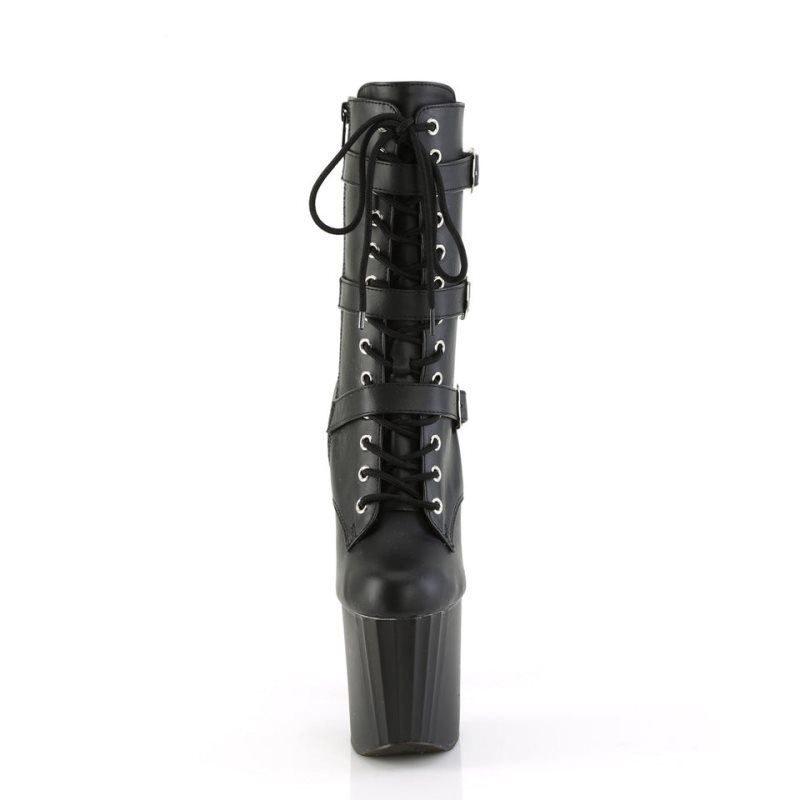 Pleaser Enchant-1043 Vegan Leather Laarzen Dames Zwart | BELGIE BEHQELUG
