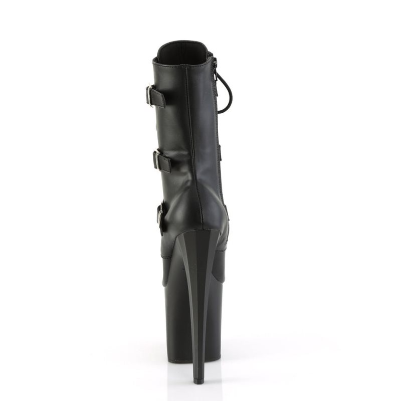 Pleaser Enchant-1043 Vegan Leather Laarzen Dames Zwart | BELGIE BEHQELUG