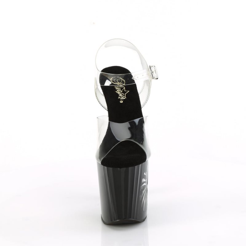 Pleaser Enchant-708LT-PINWHEEL Glitter Hakken Dames Zwart Zilver | BELGIE BEITESQF