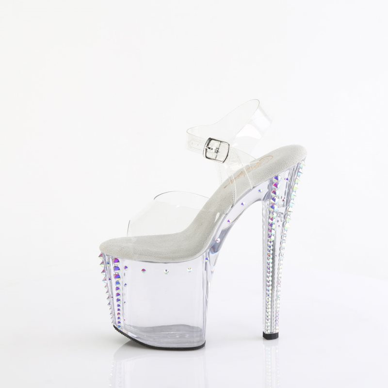 Pleaser Enchant-708RS-02 Hakken Dames Clear | BELGIE BEDLBVJS