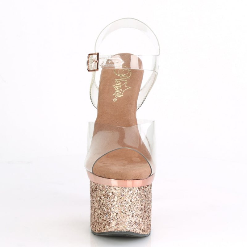 Pleaser Esteem-708CHLG Hakken Dames Roze Goud | BELGIE BECKQLDO