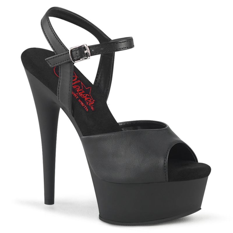 Pleaser Excite-609 Vegan Leather Hakken Dames Zwart | BELGIE BEFQXCAV