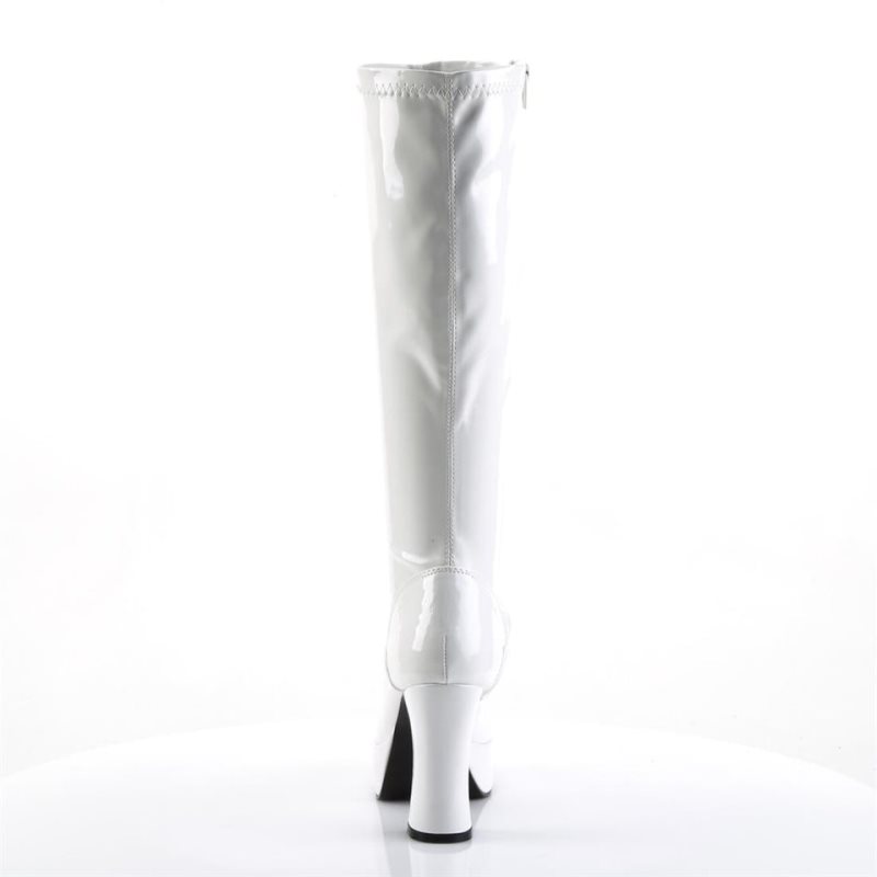 Pleaser Exotica-2000 Knie Laarzen Dames Wit | BELGIE BEBPTVOA