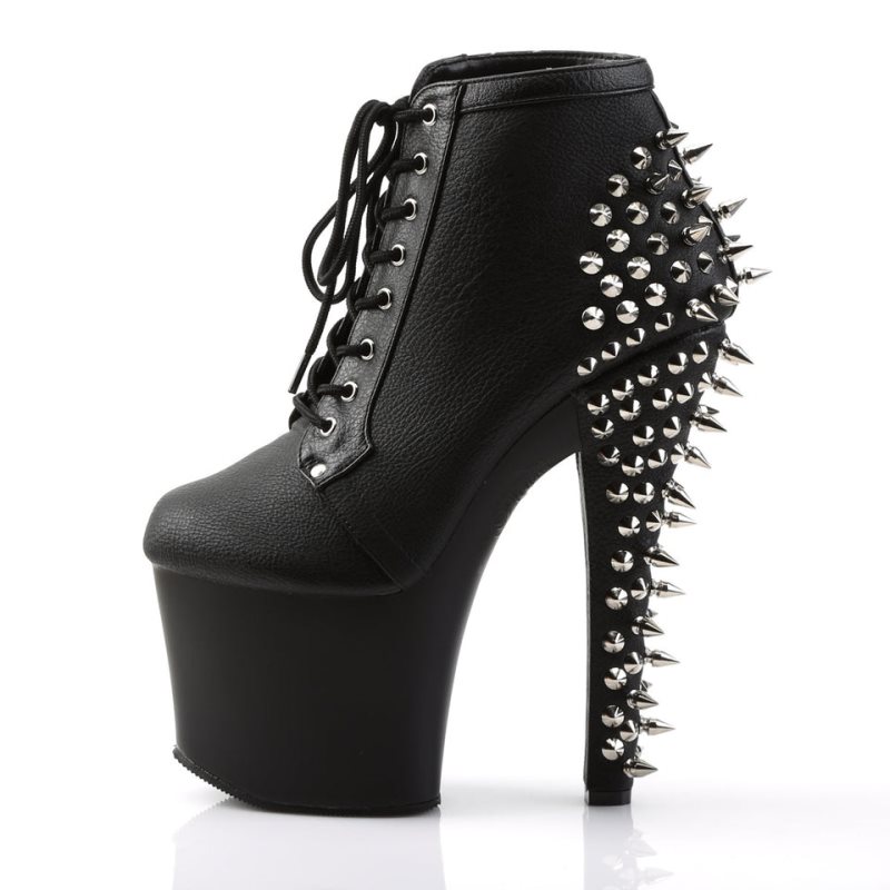 Pleaser Fearless-700-28 Vegan Leather Laarzen Dames Zwart | BELGIE BEJEYXCG