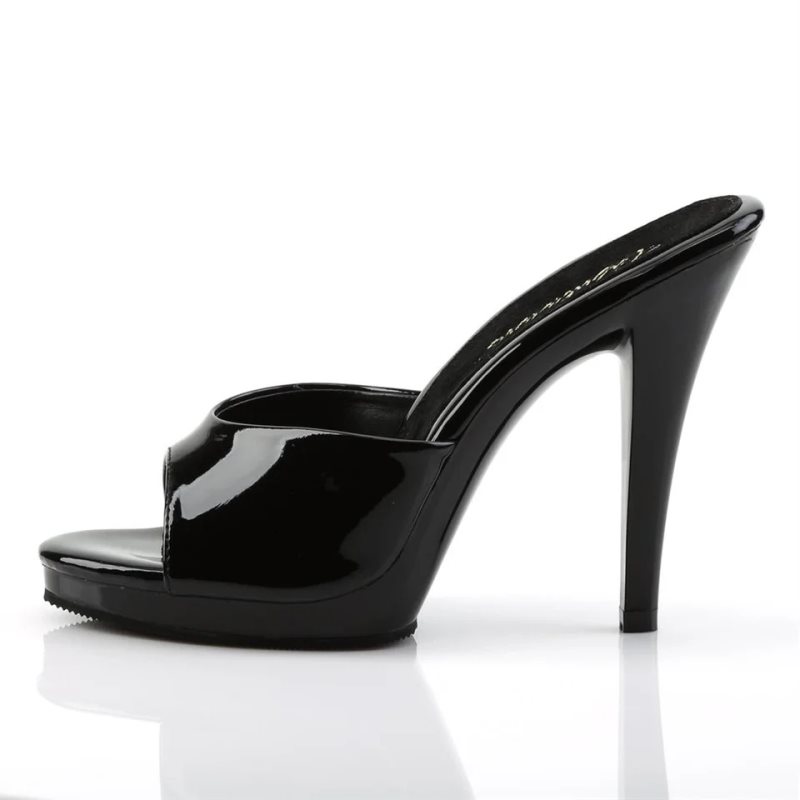 Pleaser Flair-401-2 Badslippers Plateauzool Dames Zwart | BELGIE BEPTFVCQ