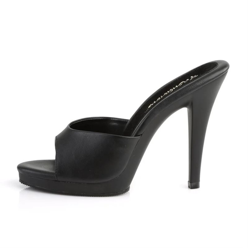 Pleaser Flair-401-2 Vegan Leather Badslippers Plateauzool Dames Zwart | BELGIE BEDWZIFH