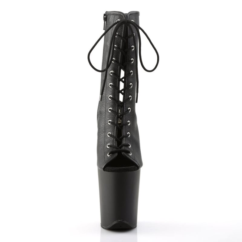 Pleaser Flamingo-1016 Vegan Leather Laarzen Dames Zwart | BELGIE BESTKHGF