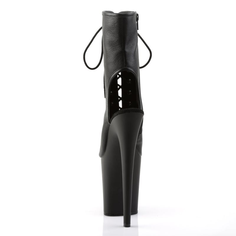 Pleaser Flamingo-1016 Vegan Leather Laarzen Dames Zwart | BELGIE BESTKHGF