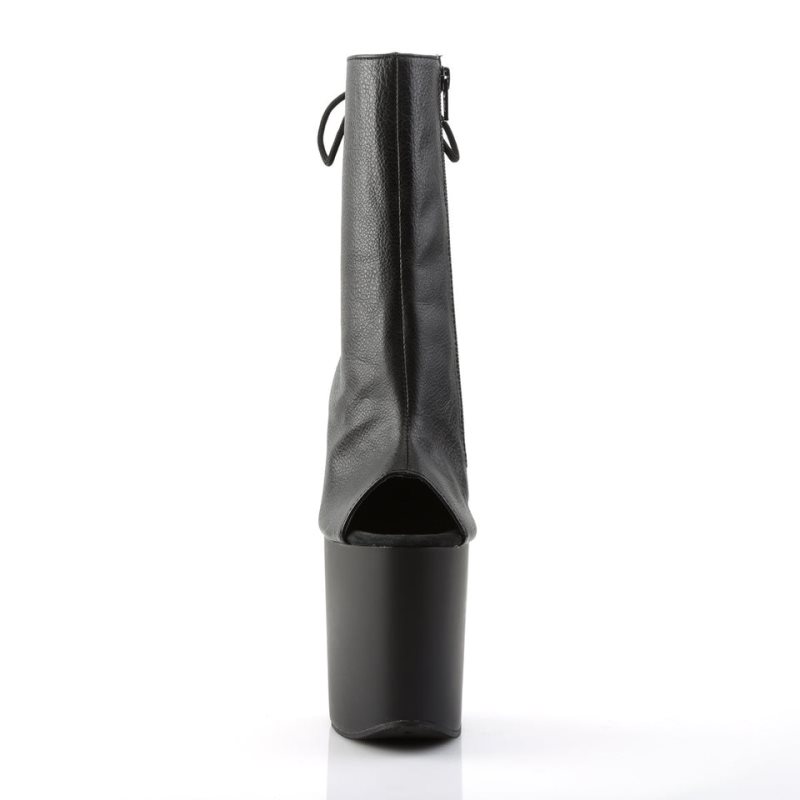 Pleaser Flamingo-1018 Vegan Leather Laarzen Dames Zwart | BELGIE BEWVIDLM