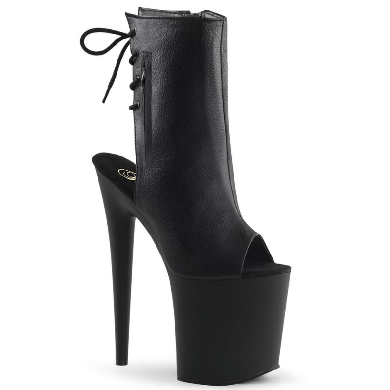 Pleaser Flamingo-1018 Vegan Leather Laarzen Dames Zwart | BELGIE BEWVIDLM
