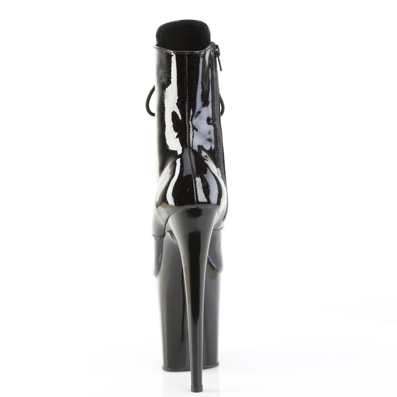 Pleaser Flamingo-1020BLG Glitter Laarzen Dames Zwart Blauw | BELGIE BECEKIMO