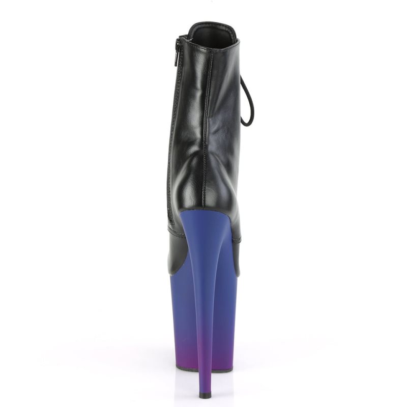 Pleaser Flamingo-1020BP Vegan Leather Laarzen Dames Zwart Blauw | BELGIE BEBDGMPY