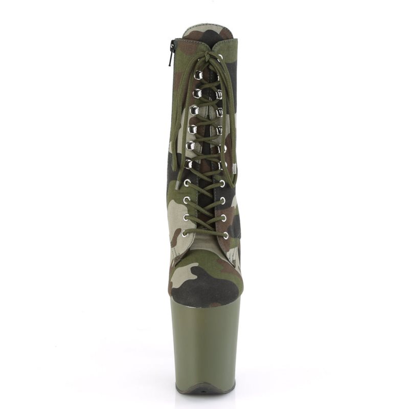 Pleaser Flamingo-1020CAMO Laarzen Dames Groen | BELGIE BEMLKJEV